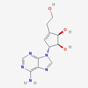 molecular formula C12H15N5O3 B1194996 (1S,2R,5R)-5-(6-aminopurin-9-yl)-3-(2-hydroxyethyl)cyclopent-3-ene-1,2-diol 