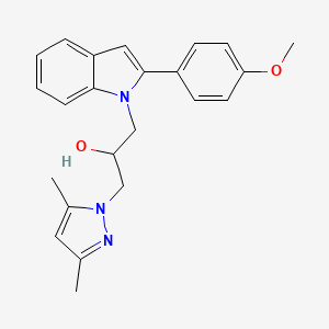 molecular formula C23H25N3O2 B1195003 1-(3,5-Dimethyl-1-pyrazolyl)-3-[2-(4-methoxyphenyl)-1-indolyl]-2-propanol 