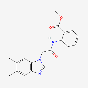molecular formula C19H19N3O3 B1195009 2-[[2-(5,6-Dimethyl-1-benzimidazolyl)-1-oxoethyl]amino]benzoic acid methyl ester 