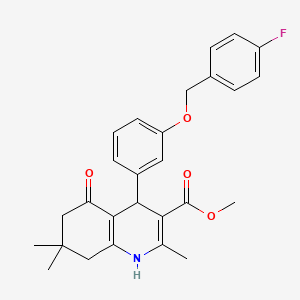 molecular formula C27H28FNO4 B11950225 Methyl 4-(3-((4-fluorobenzyl)oxy)phenyl)-2,7,7-trimethyl-5-oxo-1,4,5,6,7,8-hexahydroquinoline-3-carboxylate CAS No. 853315-26-1