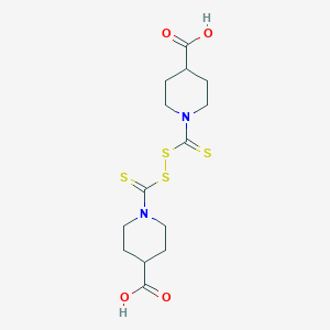 molecular formula C14H20N2O4S4 B119504 4-Piperidinecarboxylic acid, 1,1'-(dithiodicarbonothioyl)bis- CAS No. 146931-12-6