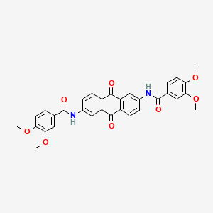 molecular formula C32H26N2O8 B11950765 N-(6-((3,4-Dimethoxybenzoyl)amino)-9,10-dioxo-9,10-dihydro-2-anthracenyl)-3,4-dimethoxybenzamide CAS No. 882864-40-6