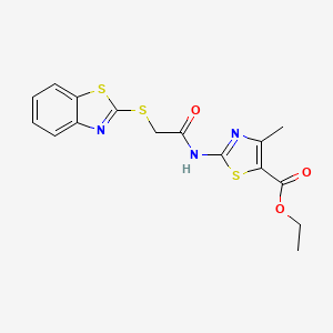 molecular formula C16H15N3O3S3 B11951027 Ethyl 2-[2-(1,3-benzothiazol-2-ylsulfanyl)acetamido]-4-methyl-1,3-thiazole-5-carboxylate 