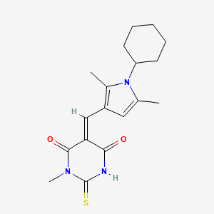 (5E)-5-[(1-cyclohexyl-2,5-dimethylpyrrol-3-yl)methylidene]-1-methyl-2-sulfanylidene-1,3-diazinane-4,6-dione