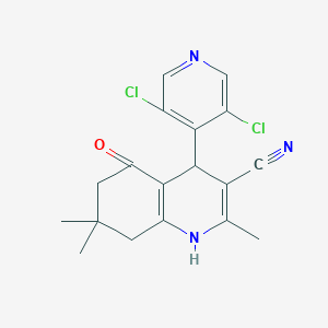 molecular formula C18H17Cl2N3O B11952093 4-(3,5-Dichloro-4-pyridinyl)-2,7,7-trimethyl-5-oxo-1,4,5,6,7,8-hexahydro-3-quinolinecarbonitrile CAS No. 853316-77-5