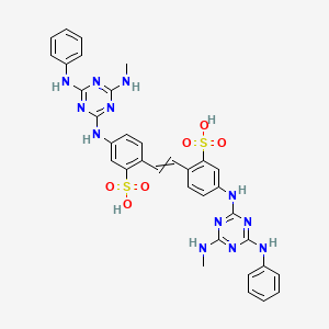 molecular formula C34H32N12O6S2 B1195226 4,4'-Bis[(4-anilino-6-methylamino-s-triazin-2-yl)amino]-2,2'-stilbenedisulfonic acid CAS No. 35632-99-6