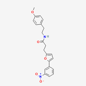 molecular formula C22H22N2O5 B11952385 N-(4-Methoxyphenethyl)-3-(5-(3-nitrophenyl)furan-2-yl)propanamide CAS No. 853330-10-6