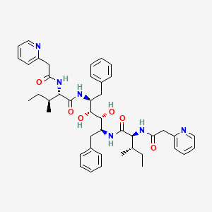 molecular formula C44H56N6O6 B1195243 (2S,3S)-N-[(2S,3R,4R,5S)-3,4-dihydroxy-5-[[(2S,3S)-3-methyl-2-[(2-pyridin-2-ylacetyl)amino]pentanoyl]amino]-1,6-diphenylhexan-2-yl]-3-methyl-2-[(2-pyridin-2-ylacetyl)amino]pentanamide CAS No. 140196-60-7