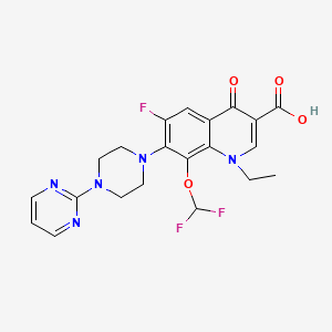 molecular formula C21H20F3N5O4 B1195244 8-(Difluoromethoxy)-1-ethyl-6-fluoro-4-oxo-7-(4-pyrimidin-2-ylpiperazin-1-yl)quinoline-3-carboxylic acid 