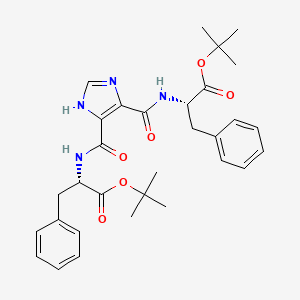 molecular formula C31H38N4O6 B1195245 (2S)-2-[[[4-[[[(2S)-1-[(2-methylpropan-2-yl)oxy]-1-oxo-3-phenylpropan-2-yl]amino]-oxomethyl]-1H-imidazol-5-yl]-oxomethyl]amino]-3-phenylpropanoic acid tert-butyl ester 
