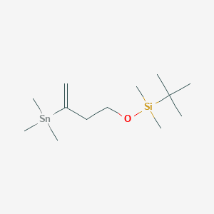 molecular formula C13H30OSiSn B11952489 tert-Butyl(dimethyl){[3-(trimethylstannyl)but-3-en-1-yl]oxy}silane CAS No. 89045-22-7