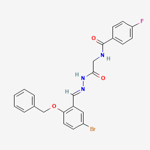 molecular formula C23H19BrFN3O3 B11952677 N-[1-(2-Benzyloxy-5-bromo-phenyl)-meth-(E)-ylidene-hydrazinocarbonylmethyl]-4-fluoro-benzamide 