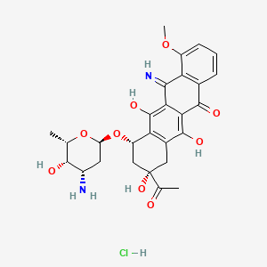 5(8H)-Naphthacenone, 8-acetyl-10-((3-amino-2,3,6-trideoxy-alpha-L-lyxo-hexopyranosyl)oxy)-7,9,10,12-tetrahydro-6,8,11-trihydroxy-12-imino-1-methoxy-, monohydrochloride, (8S-cis)-