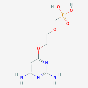 molecular formula C7H13N4O5P B1195286 Phosphonic acid, [[2-[(2,6-diamino-4-pyrimidinyl)oxy]ethoxy]methyl]- CAS No. 429676-19-7
