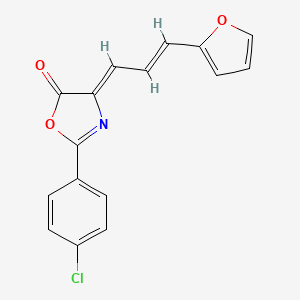 molecular formula C16H10ClNO3 B1195297 (4Z)-2-(4-chlorophenyl)-4-[(E)-3-(furan-2-yl)prop-2-enylidene]-1,3-oxazol-5-one 