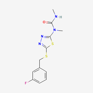 molecular formula C12H13FN4OS2 B11953112 N-{5-[(3-fluorobenzyl)thio]-1,3,4-thiadiazol-2-yl}-N,N'-dimethylurea CAS No. 66046-31-9