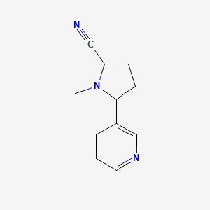 molecular formula C11H13N3 B1195317 2-Pyrrolidinecarbonitrile, 1-methyl-5-(3-pyridinyl)- CAS No. 42459-12-1