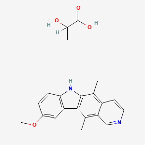 molecular formula C21H22N2O4 B1195329 Propanoic acid, 2-hydroxy-, compd. with 9-methoxy-5,11-dimethyl-6H-pyrido(4,3-b)carbazole CAS No. 26691-08-7
