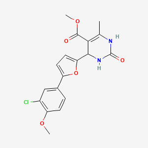 molecular formula C18H17ClN2O5 B11953370 Methyl 4-[5-(3-chloro-4-methoxyphenyl)-2-furyl]-6-methyl-2-oxo-1,2,3,4-tetrahydro-5-pyrimidinecarboxylate CAS No. 853311-41-8