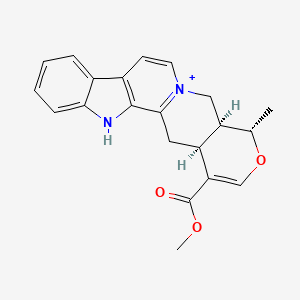 molecular formula C21H21N2O3+ B1195344 Oxayohimbanium, 3,4,5,6,16,17-hexadehydro-16-(methoxycarbonyl)-19-methyl-, (19alpha,20alpha)- CAS No. 47485-83-6