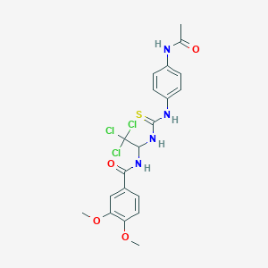 molecular formula C20H21Cl3N4O4S B11953473 N-{1-[({[4-(acetylamino)phenyl]amino}carbonothioyl)amino]-2,2,2-trichloroethyl}-3,4-dimethoxybenzamide 
