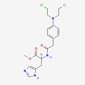 molecular formula C19H24Cl2N4O3 B1195359 (S)-Methyl 2-(2-(4-(bis(2-chloroethyl)amino)phenyl)acetamido)-3-(1H-imidazol-4-yl)Propanoate 