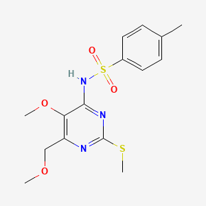 molecular formula C15H19N3O4S2 B11953618 N-(5-Methoxy-6-(methoxymethyl)-2-(methylthio)-4-pyrimidinyl)-4-methylbenzenesulfonamide CAS No. 201138-77-4