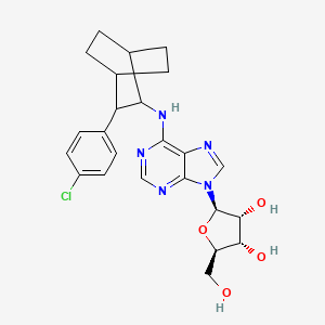 molecular formula C24H28ClN5O4 B1195370 N(6)-(2-(4-Chlorophenyl)bicyclo(2.2.2.)-octyl)(3)-adenosine CAS No. 74717-74-1
