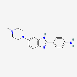 molecular formula C18H21N5 B1195415 2-(4'-Aminophenyl)-5-(4'-methylpiperazin-1-yl)benzimidazole CAS No. 77572-84-0