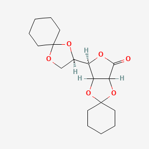 molecular formula C18H26O6 B1195420 (6R)-6-[(3R)-1,4-dioxaspiro[4.5]decan-3-yl]spiro[6,6a-dihydro-3aH-furo[3,4-d][1,3]dioxole-2,1'-cyclohexane]-4-one CAS No. 40656-50-6