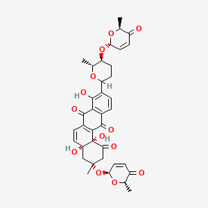 molecular formula C37H38O13 B1195424 (3R,4aR,12bS)-4a,8,12b-trihydroxy-3-methyl-9-[(5S,6R)-6-methyl-5-[[(2S,6S)-6-methyl-5-oxo-2H-pyran-2-yl]oxy]oxan-2-yl]-3-[[(2S,6S)-6-methyl-5-oxo-2H-pyran-2-yl]oxy]-2,4-dihydrobenzo[a]anthracene-1,7,12-trione CAS No. 150050-20-7