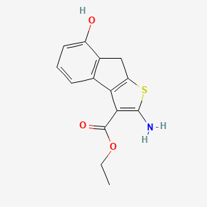 molecular formula C14H13NO3S B11954705 Ethyl 2-amino-7-hydroxy-8h-1-thiacyclopenta[a]indene-3-carboxylate 