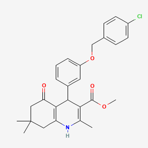 molecular formula C27H28ClNO4 B11955344 Methyl 4-(3-((4-chlorobenzyl)oxy)phenyl)-2,7,7-trimethyl-5-oxo-1,4,5,6,7,8-hexahydroquinoline-3-carboxylate CAS No. 853316-51-5