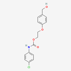 molecular formula C16H16ClNO4 B1195546 N-(4-Chlorophenyl)-beta-(4-hydroxymethylphenoxy)ethylurethane CAS No. 52073-58-2