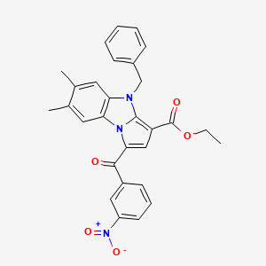 molecular formula C29H25N3O5 B11955938 Ethyl 4-benzyl-6,7-dimethyl-1-(3-nitrobenzoyl)-4H-pyrrolo(1,2-A)benzimidazole-3-carboxylate CAS No. 853317-64-3