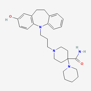 molecular formula C28H38N4O2 B1195597 1'-[3-(2-Hydroxy-10,11-dihydro-5H-dibenzo[b,f]azepin-5-yl)propyl][1,4'-bipiperidine]-4'-carboximidic acid CAS No. 97716-11-5