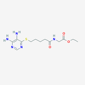 molecular formula C13H21N5O3S B11956074 Ethyl ({5-[(5,6-diamino-4-pyrimidinyl)sulfanyl]pentanoyl}amino)acetate 