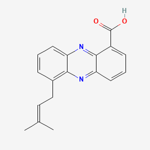 molecular formula C18H16N2O2 B1195618 1-Phenazinecarboxylic acid, 6-(3-methyl-2-butenyl)- CAS No. 85223-60-5