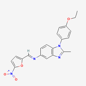 molecular formula C21H18N4O4 B11956768 N-(1-(4-Ethoxyphenyl)-2-methyl-1H-benzimidazol-5-YL)-N-((5-nitro-2-furyl)methylidene)amine CAS No. 853407-12-2
