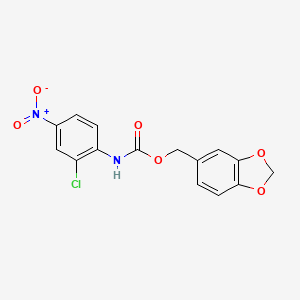 molecular formula C15H11ClN2O6 B11956776 Benzo[1,3]dioxol-5-ylmethyl N-(2-chloro-4-nitro-phenyl)carbamate CAS No. 6664-57-9