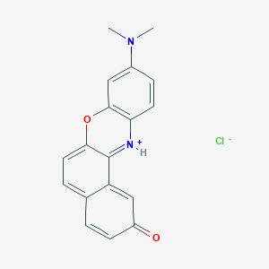 molecular formula C18H15ClN2O2 B1195689 Methanaminium, N-(2-hydroxy-9H-benzo[a]phenoxazin-9-ylidene)-N-methyl-, chloride (1:1) CAS No. 3324-99-0