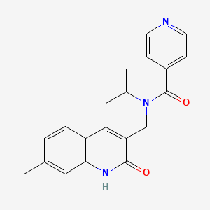 molecular formula C20H21N3O2 B1195701 N-[(7-methyl-2-oxo-1H-quinolin-3-yl)methyl]-N-propan-2-yl-4-pyridinecarboxamide 