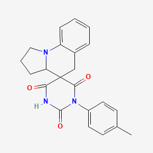 molecular formula C22H21N3O3 B1195706 1-(4-methylphenyl)spiro[1,3-diazinane-5,4'-2,3,3a,5-tetrahydro-1H-pyrrolo[1,2-a]quinoline]-2,4,6-trione 