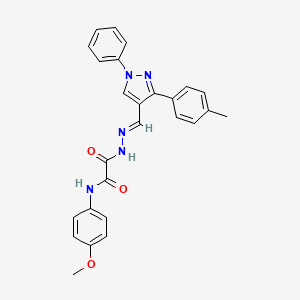 molecular formula C26H23N5O3 B11957206 N-(4-Methoxyphenyl)-2-oxo-2-(2-((1-phenyl-3-(p-tolyl)-1H-pyrazol-4-yl)methylene)hydrazinyl)acetamide CAS No. 881840-00-2