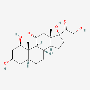 molecular formula C21H32O6 B1195732 (1R,3S,5R,8S,9S,10S,13S,14S,17R)-1,3,17-trihydroxy-17-(2-hydroxyacetyl)-10,13-dimethyl-2,3,4,5,6,7,8,9,12,14,15,16-dodecahydro-1H-cyclopenta[a]phenanthren-11-one CAS No. 10536-01-3