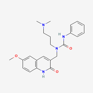 molecular formula C23H28N4O3 B1195749 1-[3-(dimethylamino)propyl]-1-[(6-methoxy-2-oxo-1H-quinolin-3-yl)methyl]-3-phenylurea 