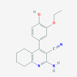 molecular formula C18H19N3O2 B1195753 2-Amino-4-(3-ethoxy-4-hydroxyphenyl)-5,6,7,8-tetrahydroquinoline-3-carbonitrile 
