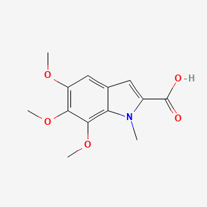 molecular formula C13H15NO5 B1195754 5,6,7-Trimethoxy-1-methyl-1H-indole-2-carboxylic acid CAS No. 190972-87-3