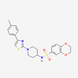 molecular formula C23H25N3O4S2 B1195756 N-[1-[4-(4-methylphenyl)-2-thiazolyl]-4-piperidinyl]-2,3-dihydro-1,4-benzodioxin-6-sulfonamide 