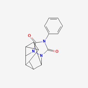 molecular formula C16H13N3O2 B11957729 1,2,3-Metheno-1H,4H-3a,5,6a-triazacycloprop(cd)as-indacene-4,6(5H)-dione, hexahydro-5-phenyl- CAS No. 30114-59-1